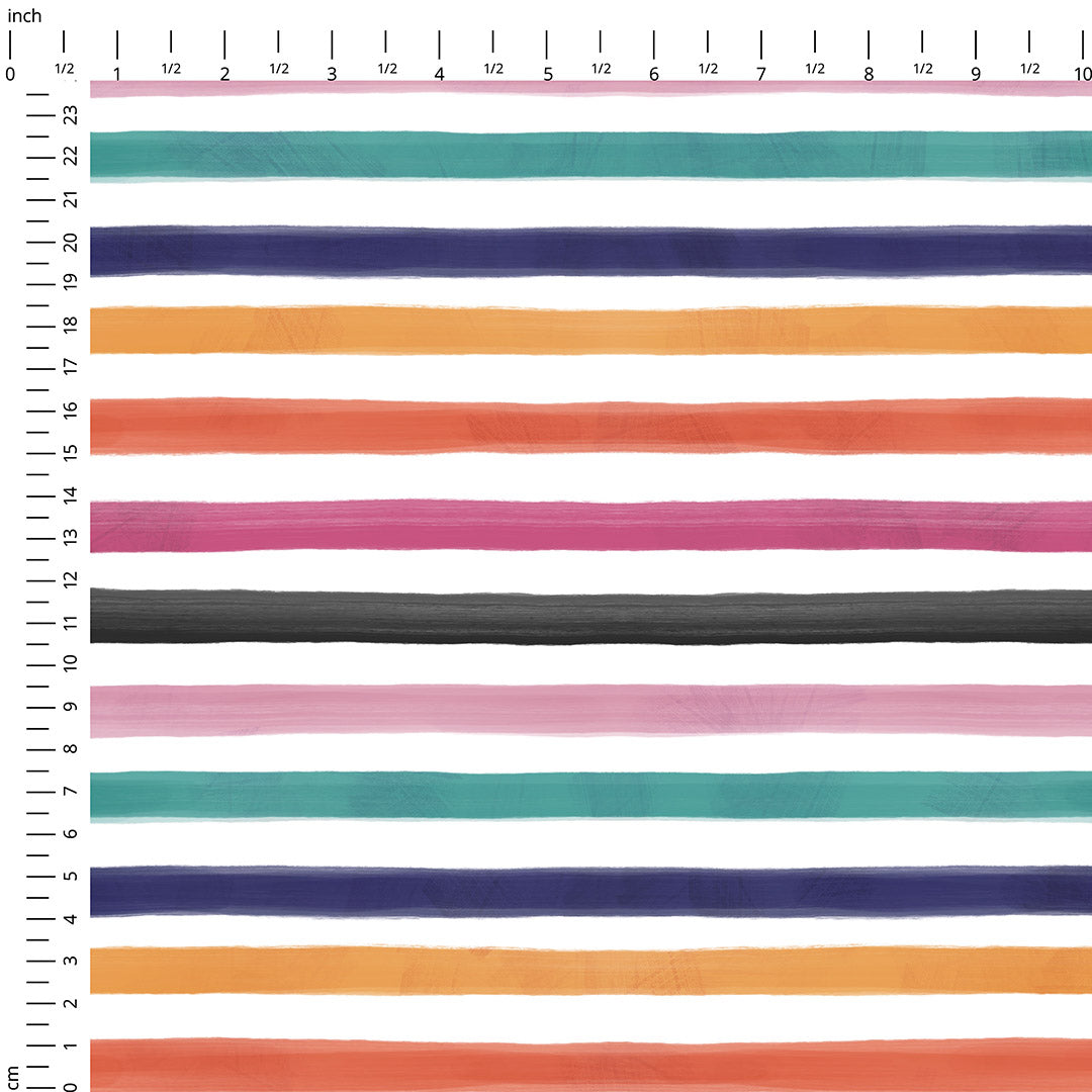 Watercolour Floral Symphony Stripes Fabric