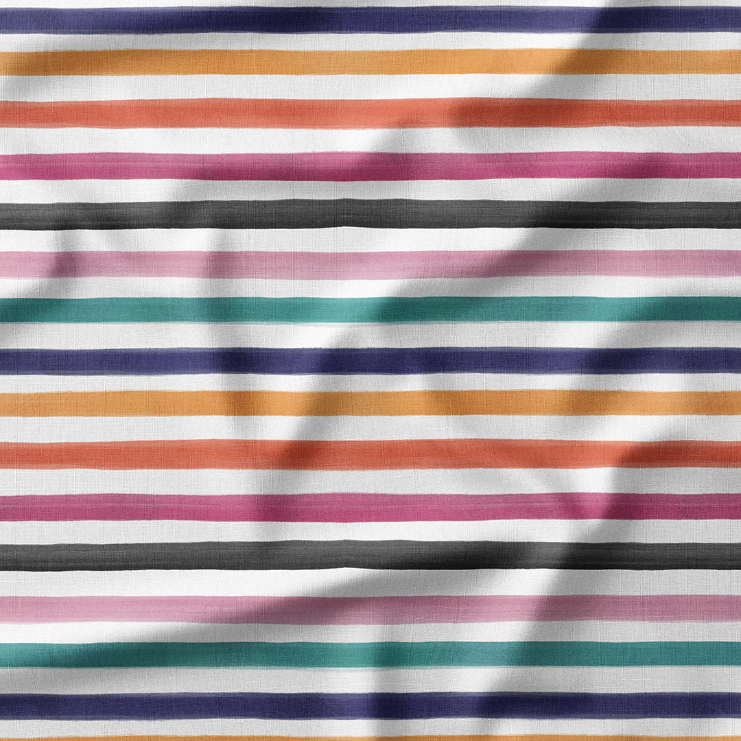 Watercolour Floral Symphony Stripes Fabric