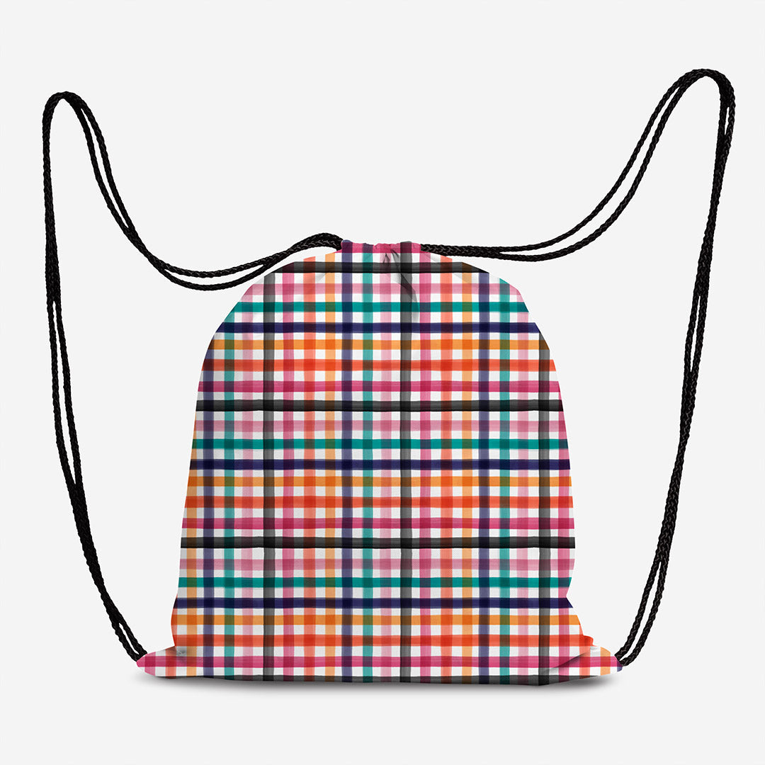 Watercolour Floral Symphony Checks Fabric