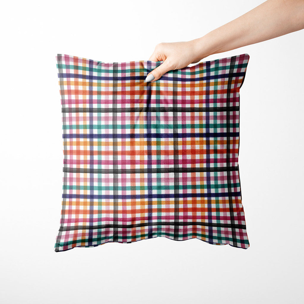 Watercolour Floral Symphony Checks Fabric