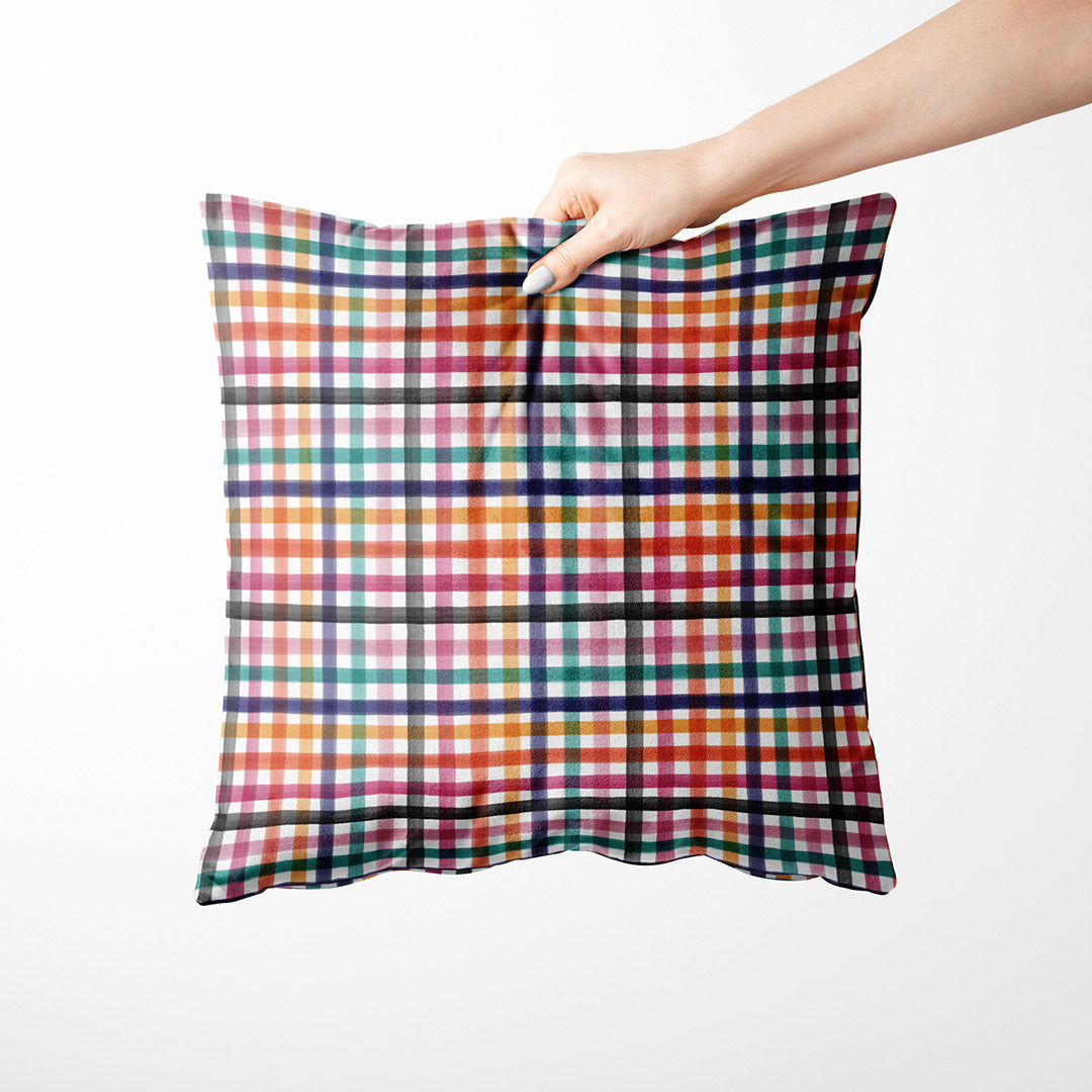 Watercolour Floral Symphony Checks Fabric