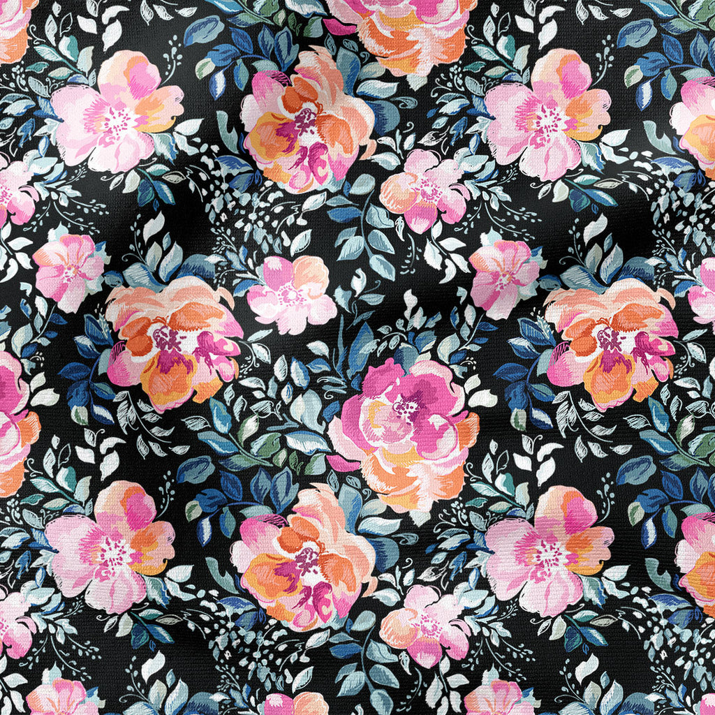 Floral Black Fabric