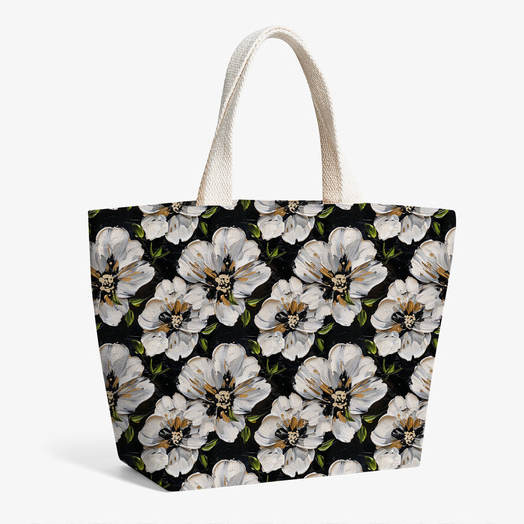 Painted Flowers on Black Fabric