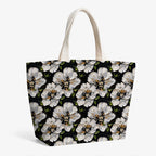Painted Flowers on Black Fabric
