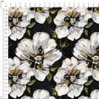 Painted Flowers on Black Fabric