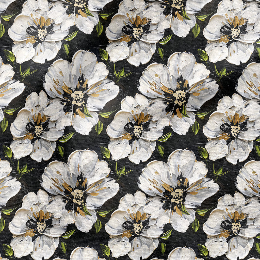 Painted Flowers on Black Fabric