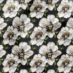 Painted Flowers on Black Fabric
