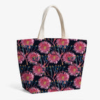 Pink Flowers on Navy Fabric