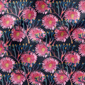 Pink Flowers on Navy Fabric
