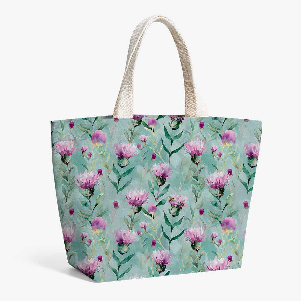 Thistles and Bees Mint Fabric