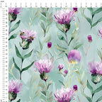 Thistles and Bees Mint Fabric