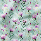 Thistles and Bees Mint Fabric