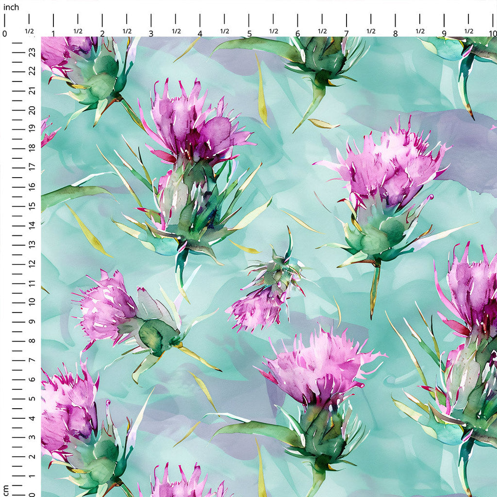 Thistles Mint Fabric