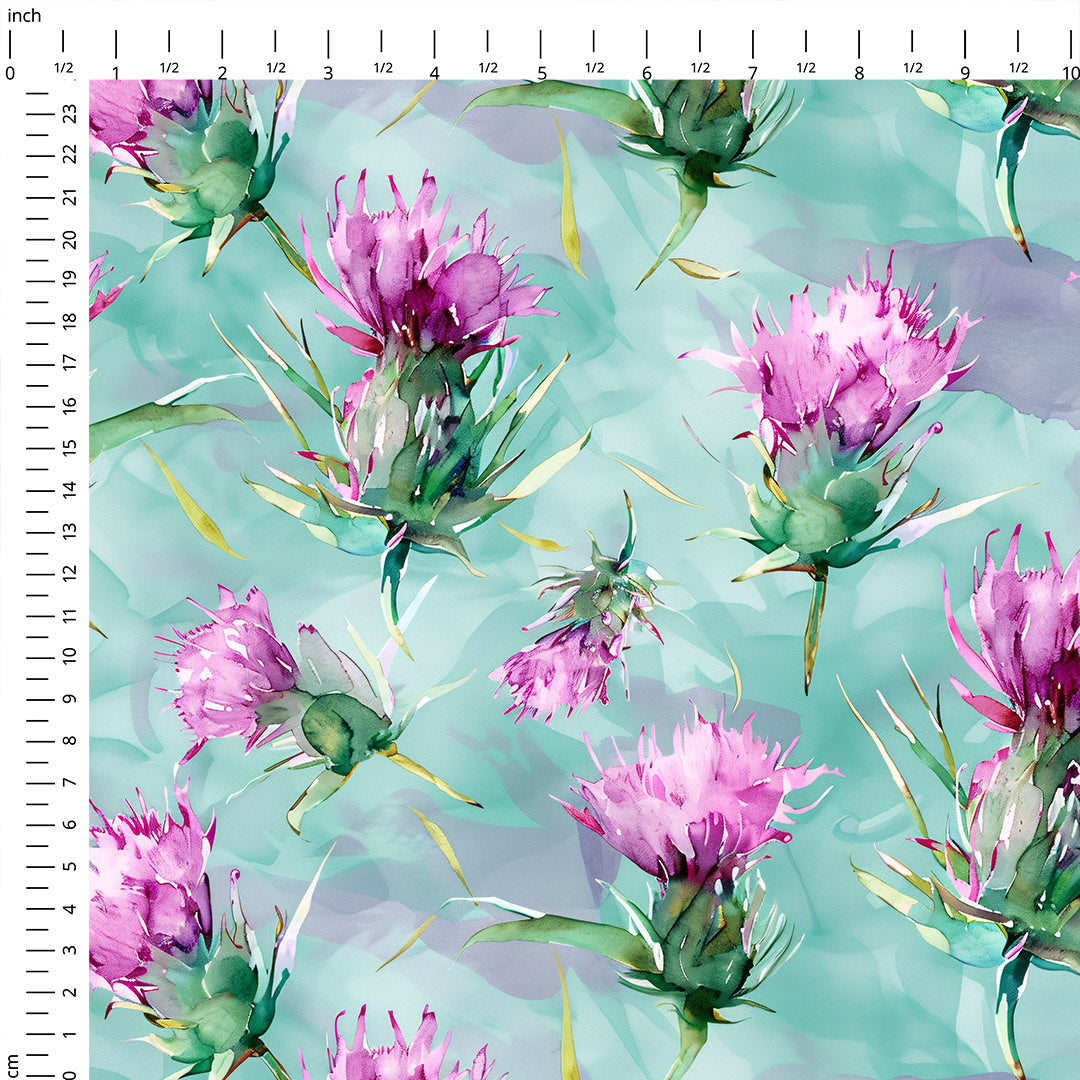 Thistles Mint Fabric