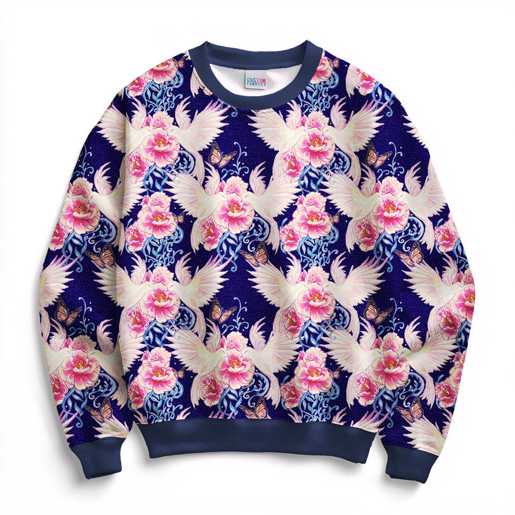 Floral Dove Navy Fabric