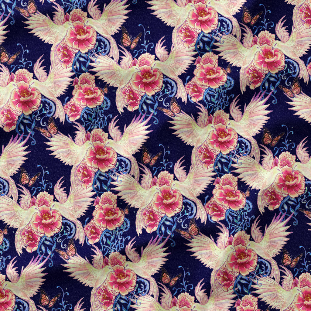 Floral Dove Navy Fabric