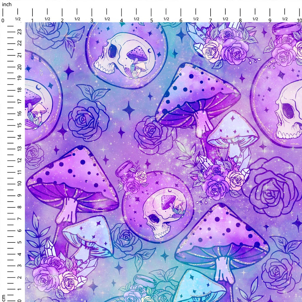 Purple Mushrooms Fabric