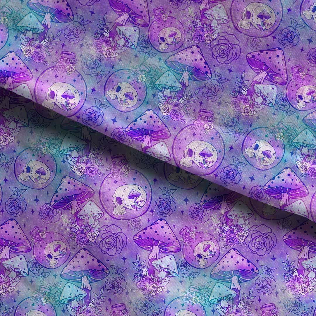 Purple Mushrooms Fabric