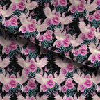Floral Dove Black Fabric