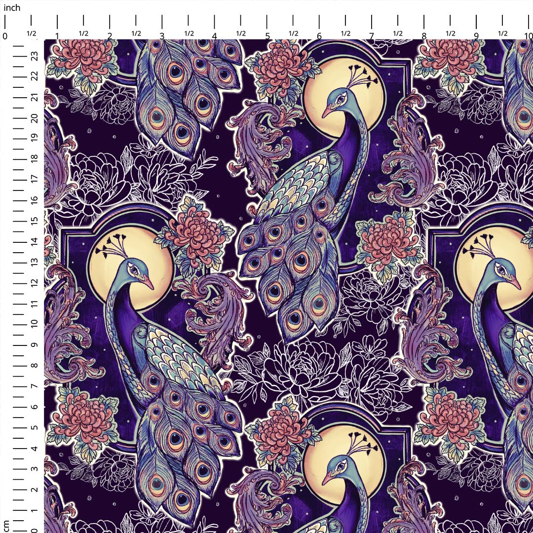 Purple Peacock Fabric