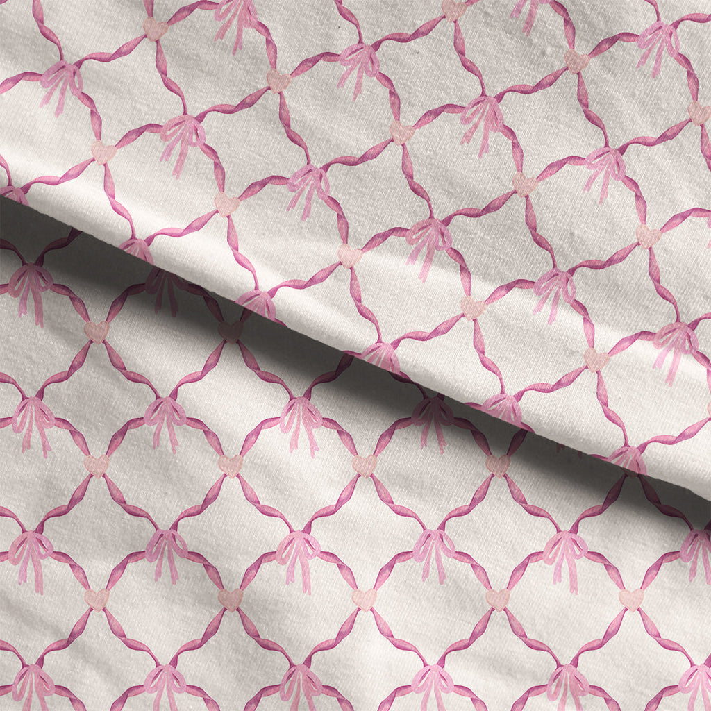 Pink Heart Lattice Fabric