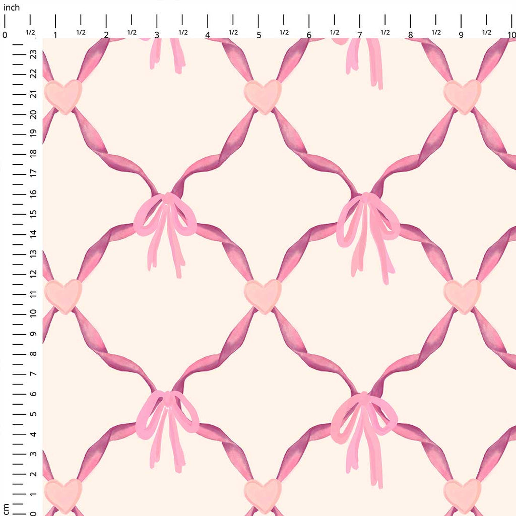 Pink Heart Lattice Fabric