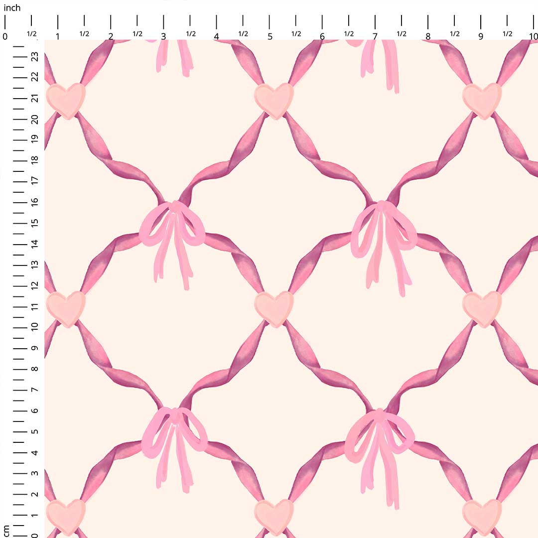 Pink Heart Lattice Fabric