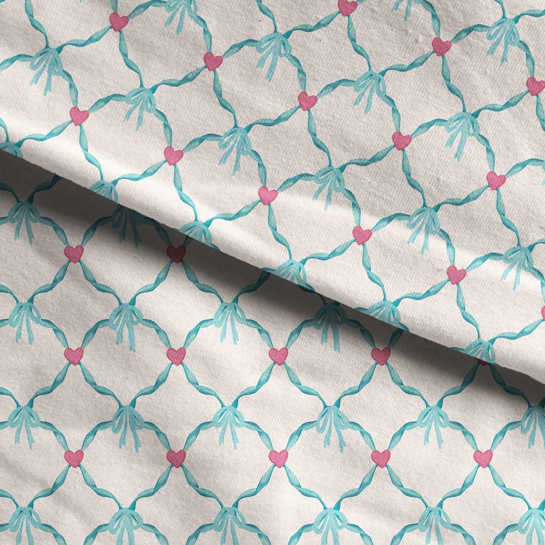 Mint Heart Lattice Fabric