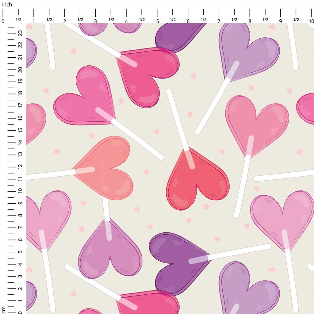 Heart Lollies Pink Fabric