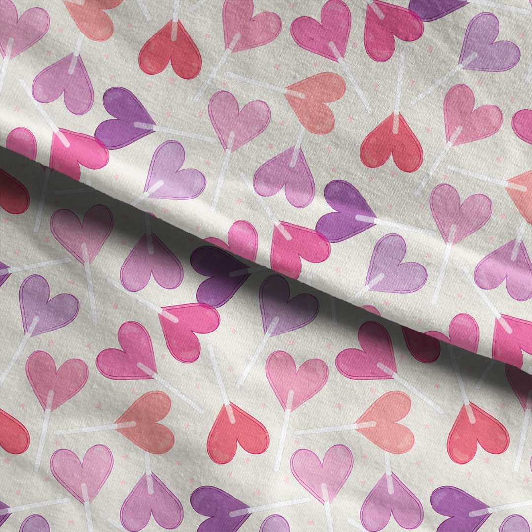 Heart Lollies Pink Fabric