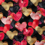 Red Black and Gold Hearts Fabric