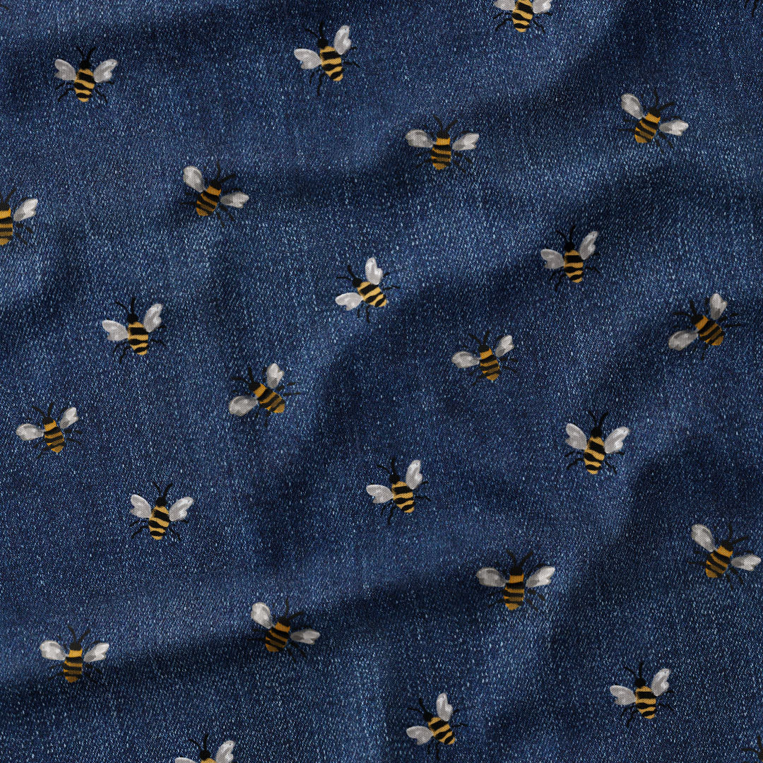 Denim Bees Fabric