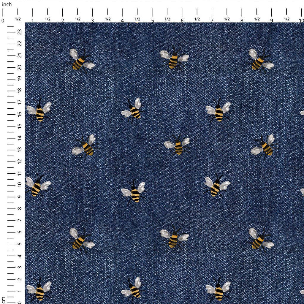 Denim Bees Fabric