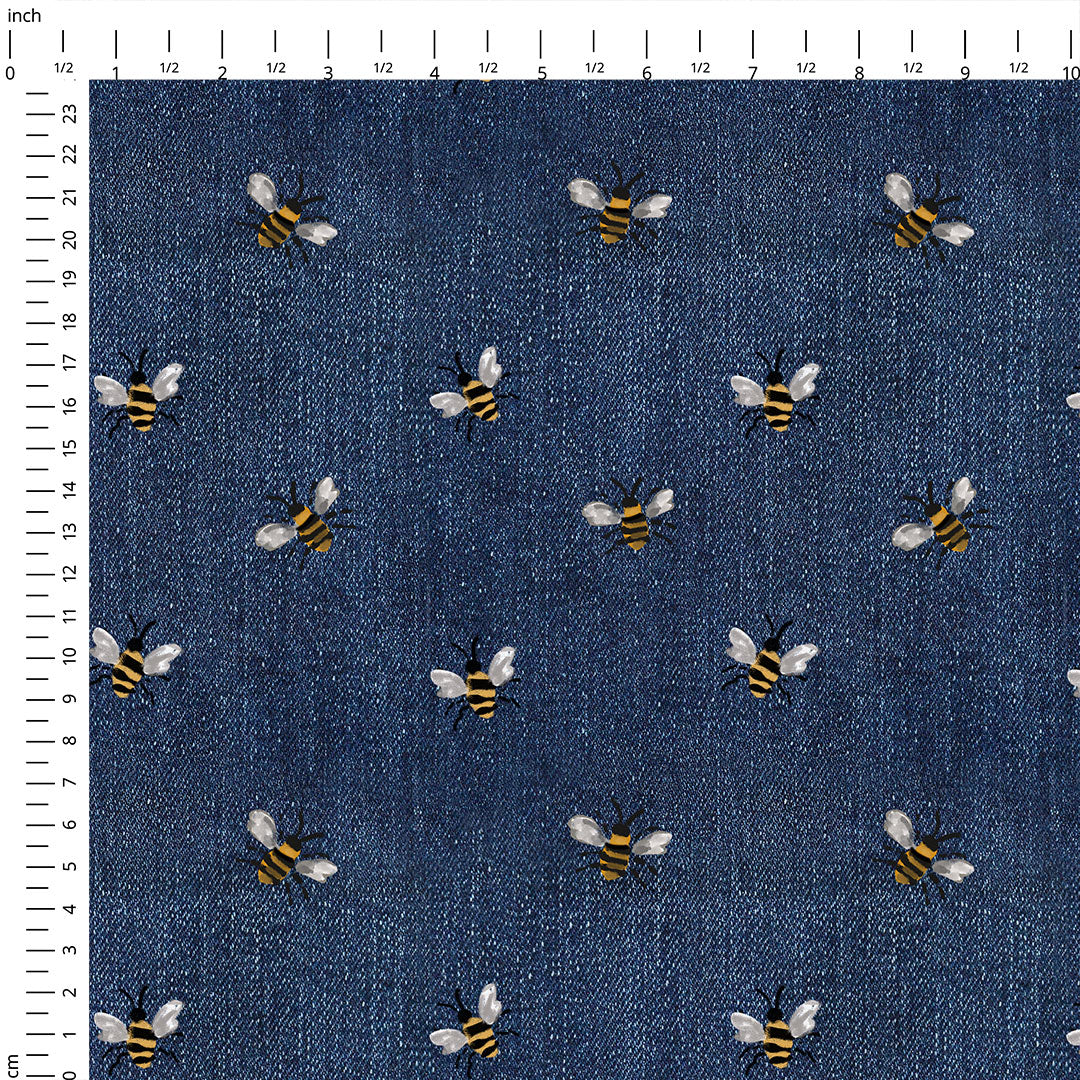 Denim Bees Fabric