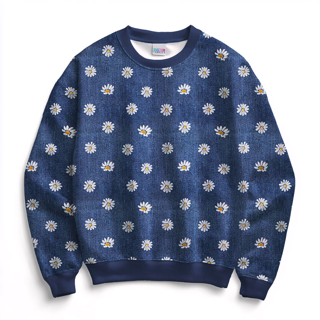 Denim Daisies Fabric