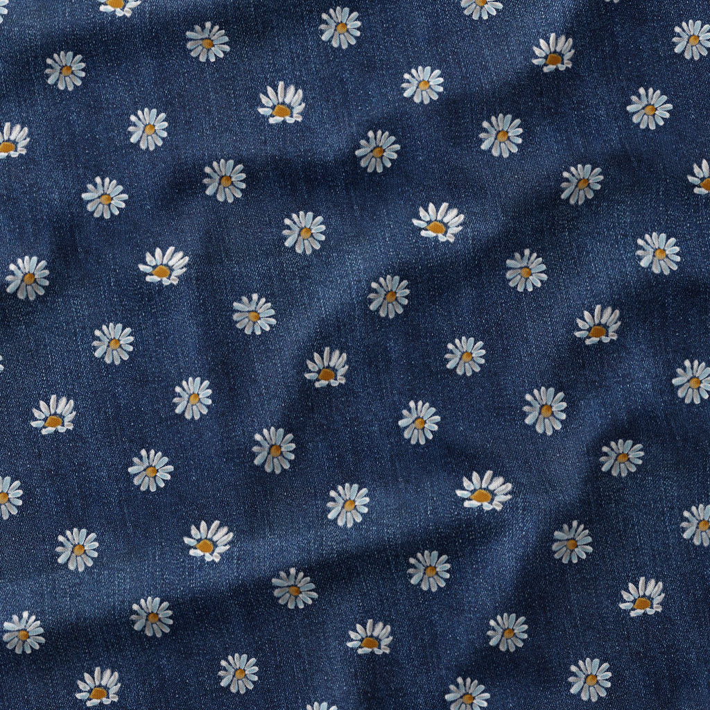 Denim Daisies Fabric