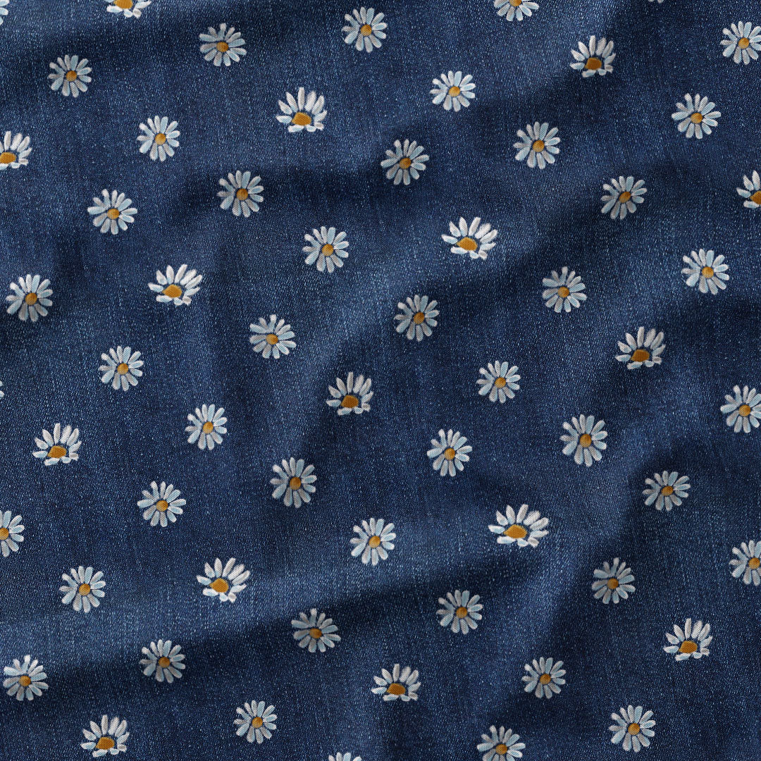 Denim Daisies Fabric