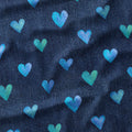 Blue Hearts on Denim Fabric