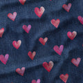 Pink Denim Hearts Fabric