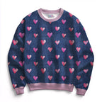 Pink Denim Hearts Fabric