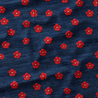 Red Flowers on Denim Fabric