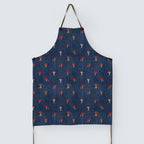 Tiny Mushrooms on Denim Fabric