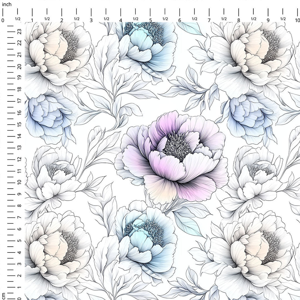Delicate Peonies Fabric