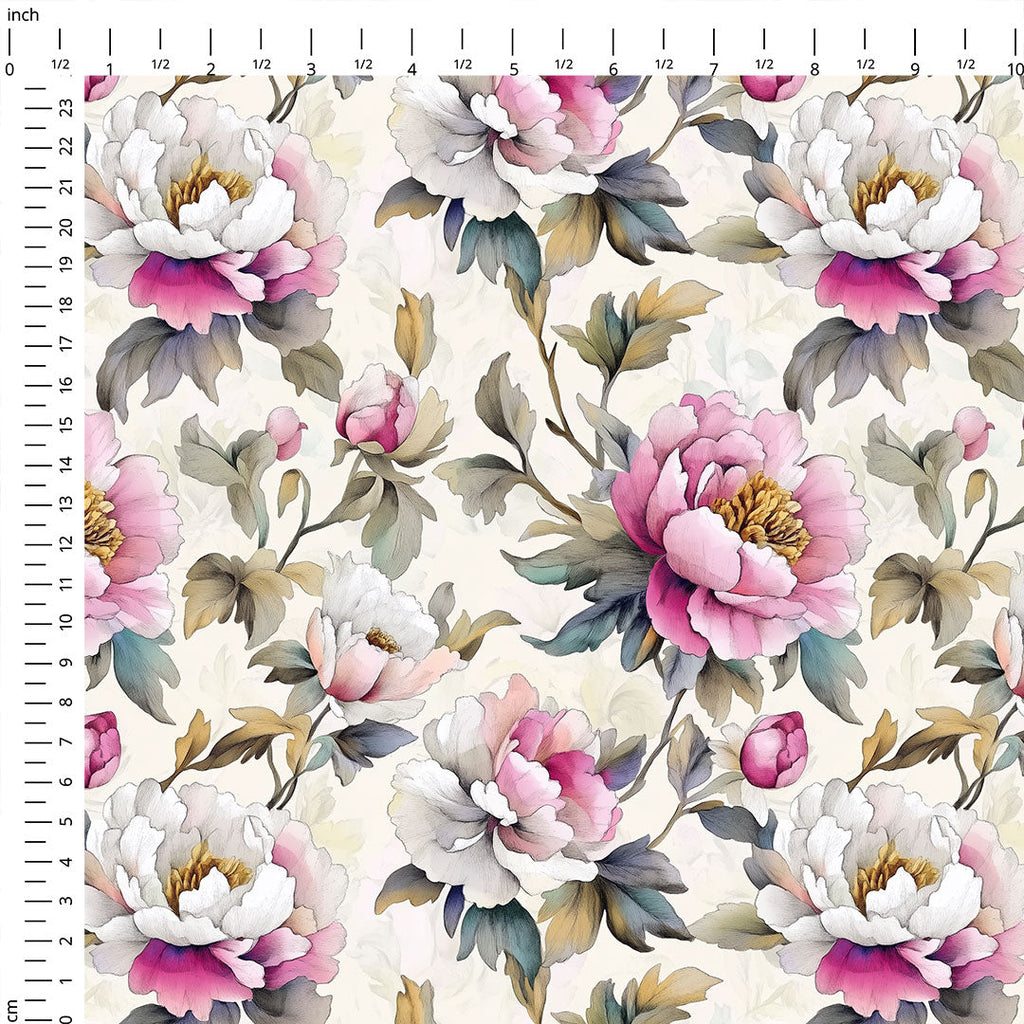 Elegant Peonies Fabric