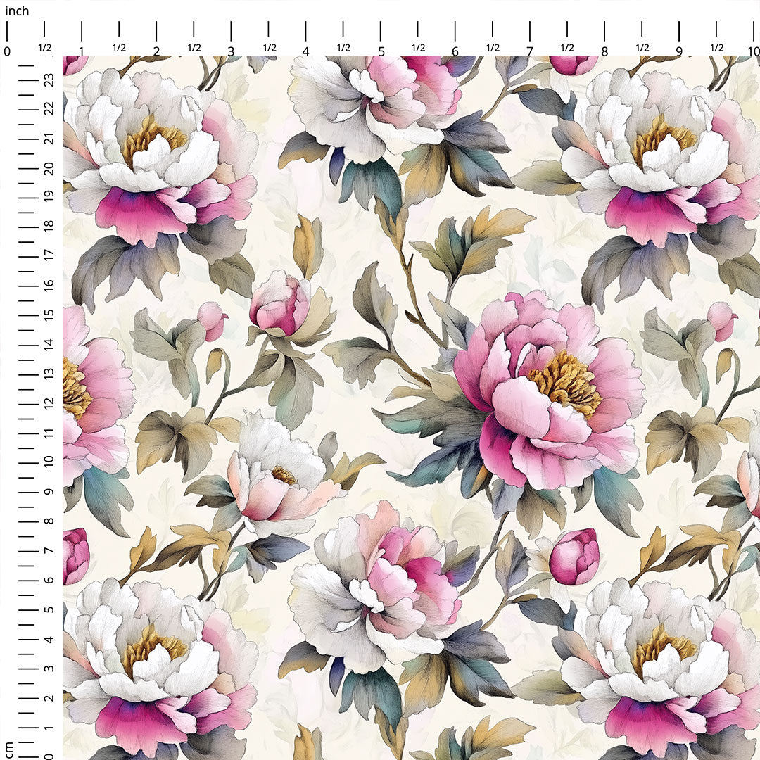 Elegant Peonies Fabric