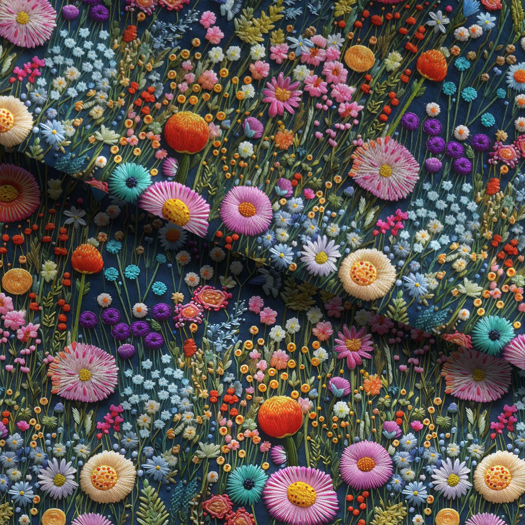 Embroidered Enchanted Garden Fabric