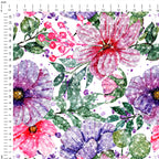 Glitter Flowers on White Fabric