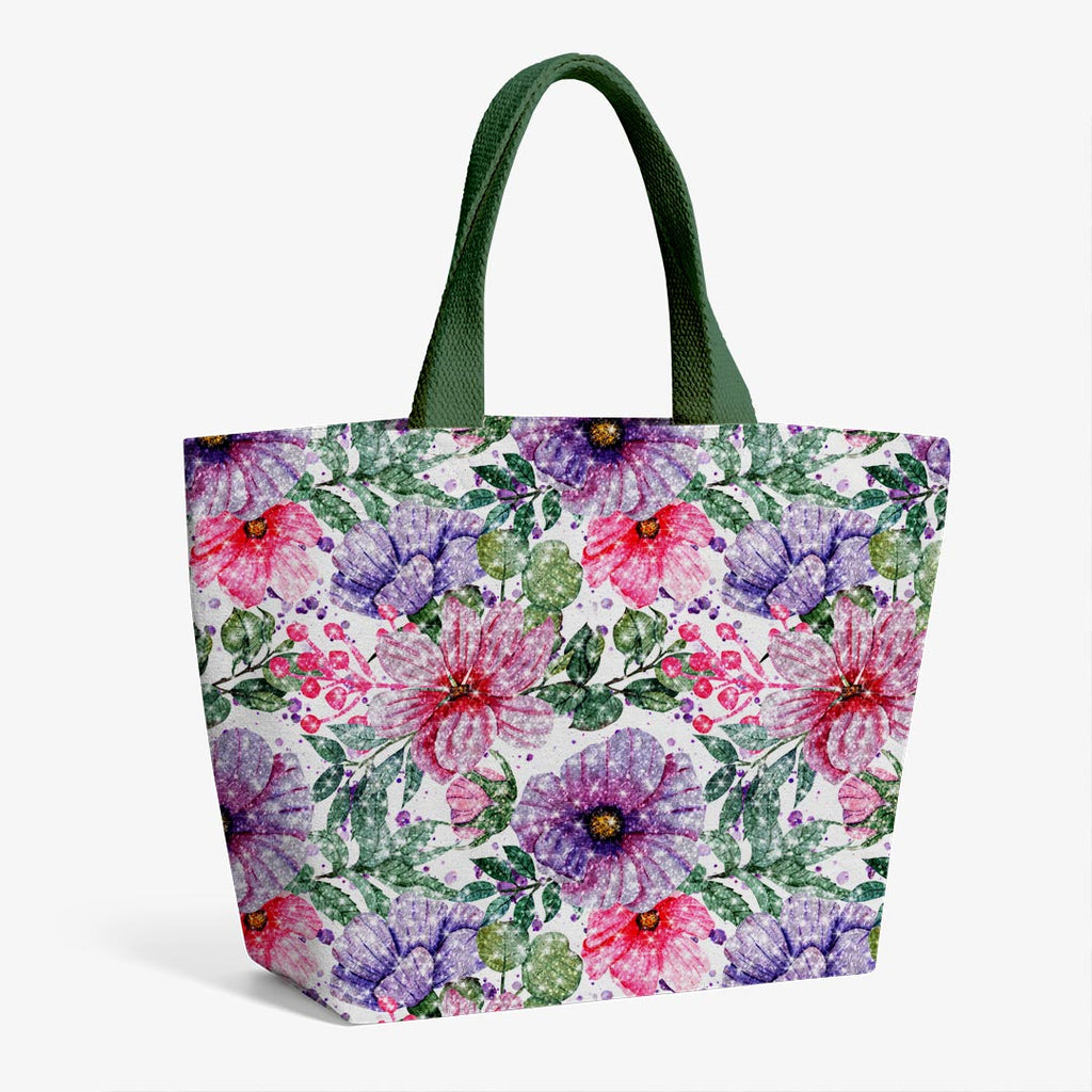Glitter Flowers on White Fabric