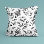 Sketched Black Peonies Fabric