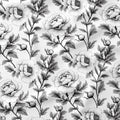 Sketched Black Peonies Fabric